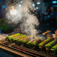 Bo nuong la lot grilled beef in betel leaf