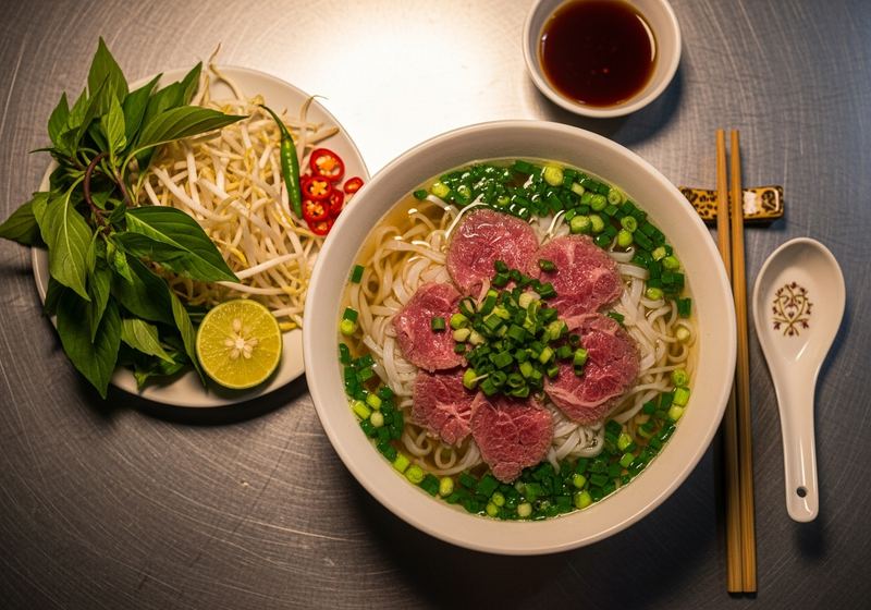 Bowl of southern pho bo in Saigon