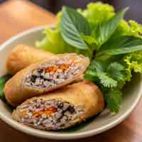 Vietnamese vegan fried spring rolls with taro filling