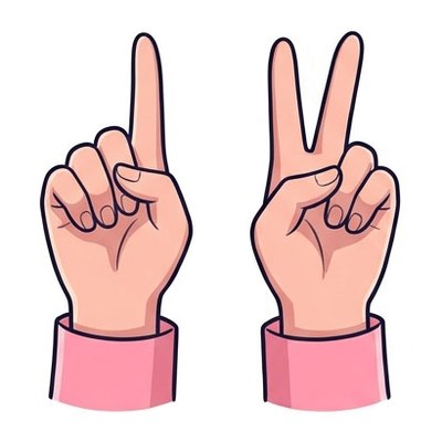 One finger and two fingers held up to order a quantity