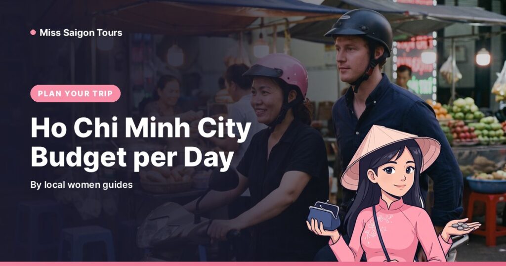 Night street food stalls in Ho Chi Minh City with a scooter passing, Miss Saigon Tours