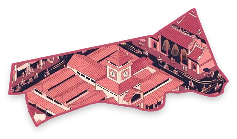 Illustrated District 5, Saigon’s Chinatown, in its real shape, with Binh Tay Market and Thien Hau Temple